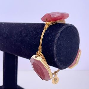 BOURBON AND BOWTIES Pink Gold Tone Real Stone BOHO Festival Bangle Bracelet